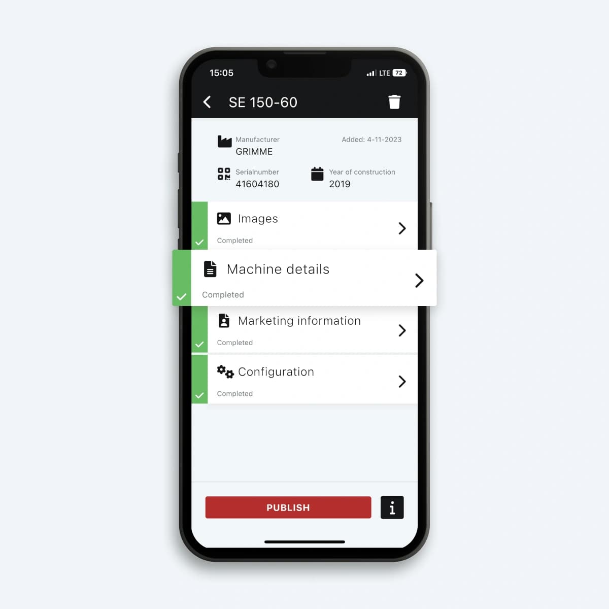 Sell machines easily with the GRIMME Resell App