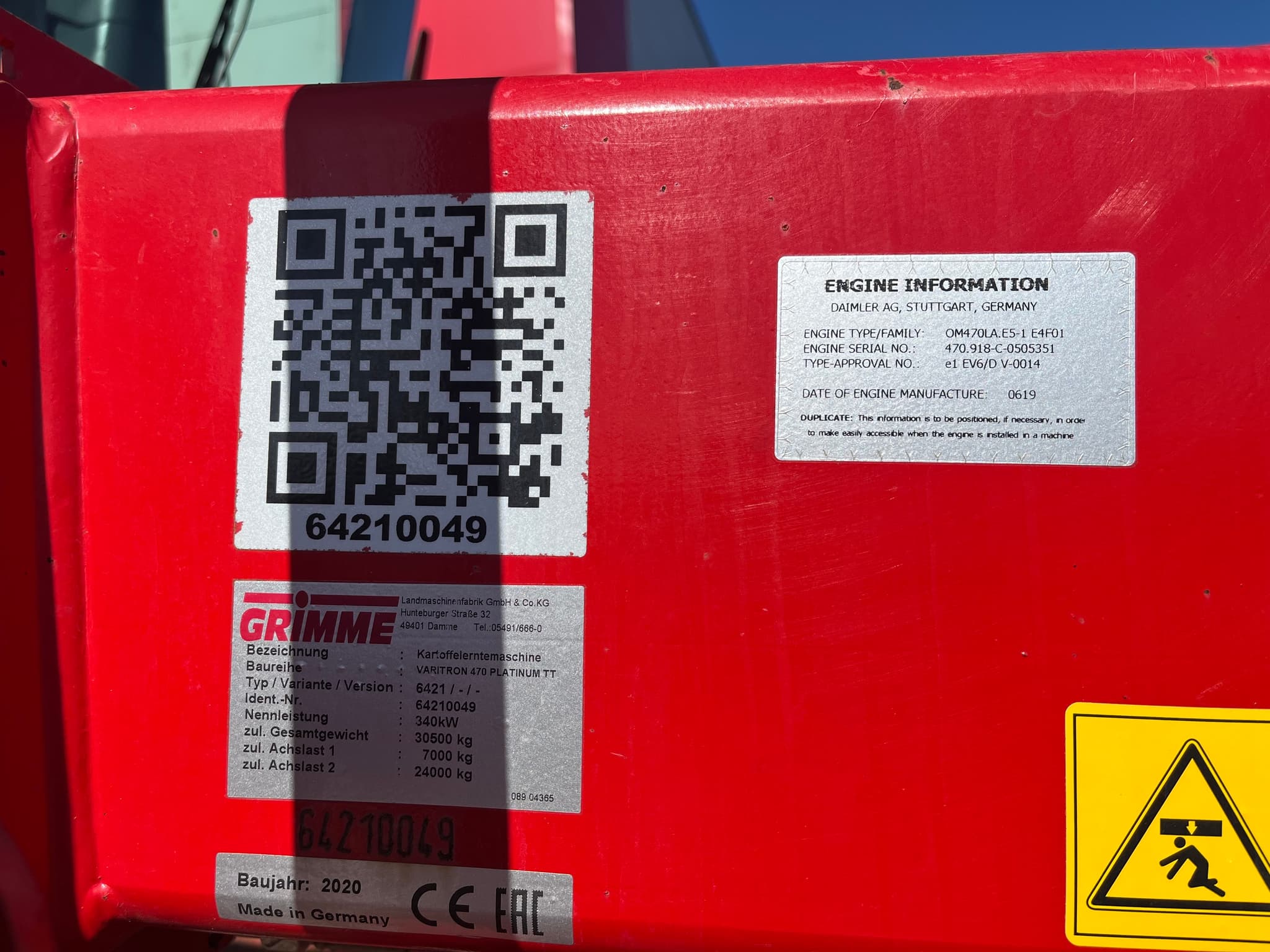 GRIMME VARITRON 470 PLATINUM TT - detail - Ref. 804f