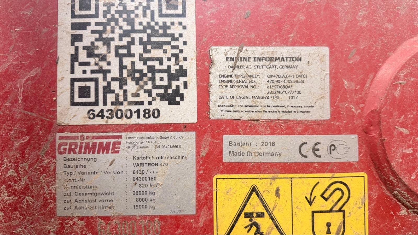 GRIMME VARITRON 470 - machinePlate - Ref. 1cec