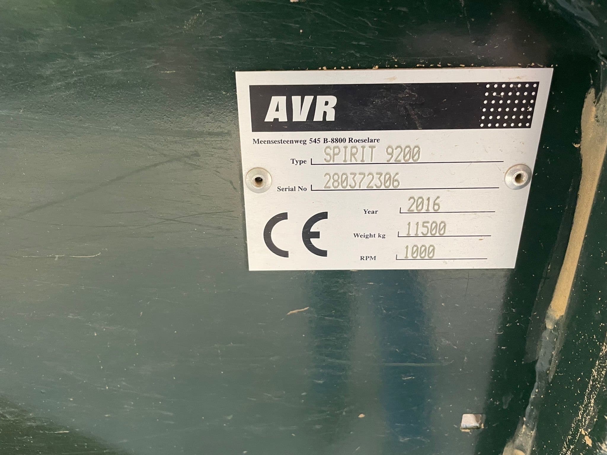 AVR SPIRIT 9200 - machinePlate - Ref. 2726