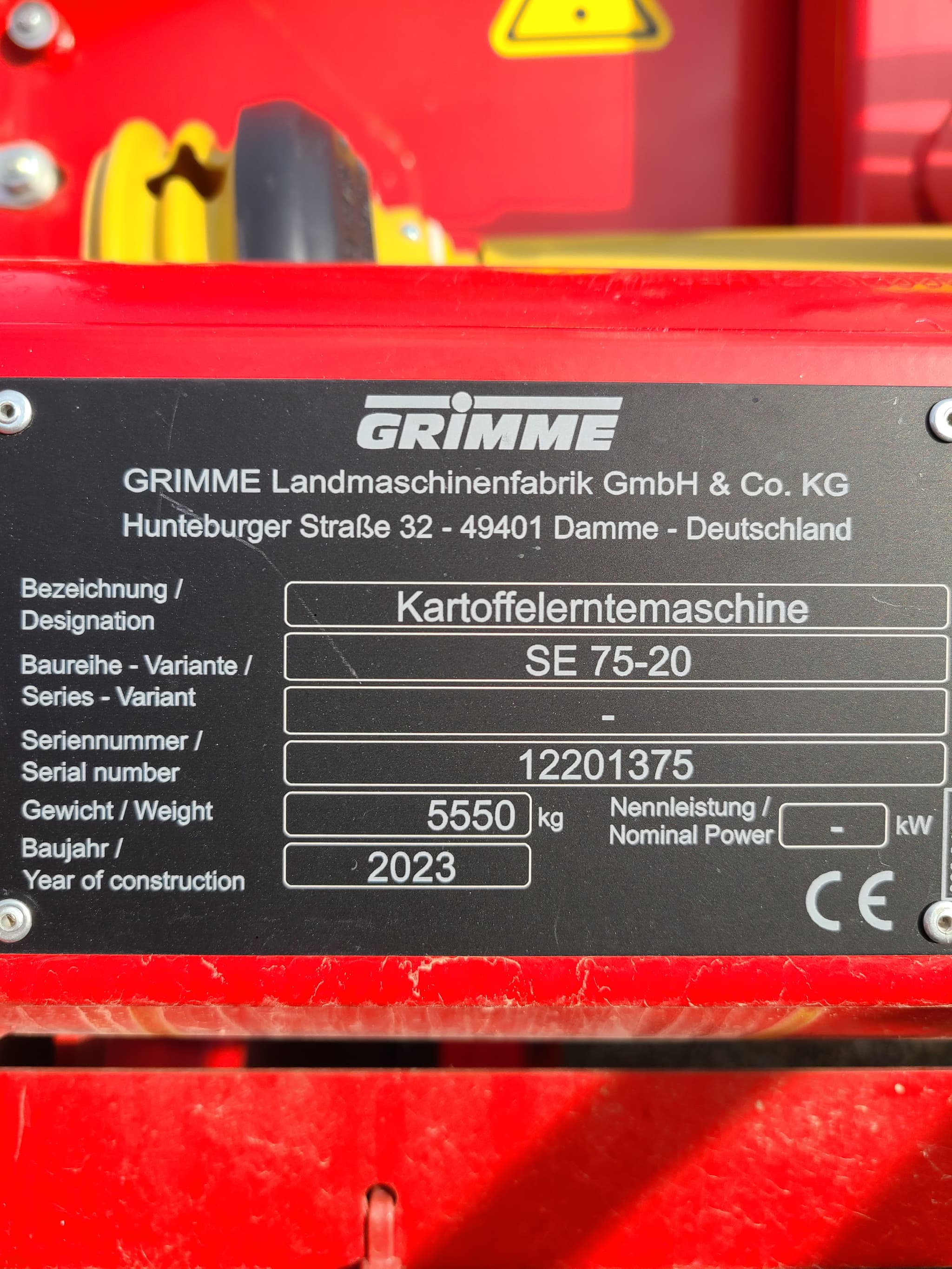 GRIMME SE 75-20 - machinePlate - Ref. 84d0