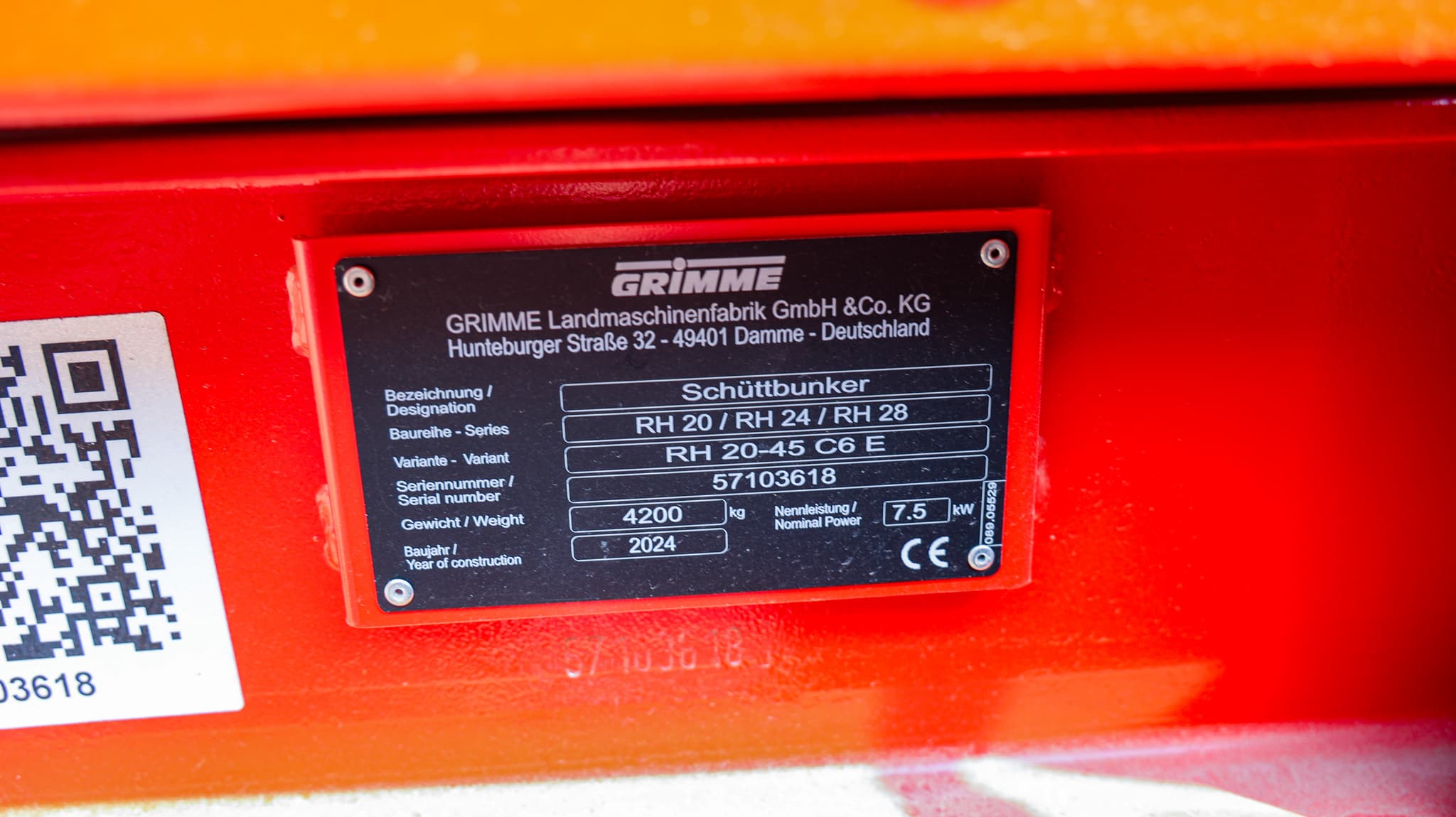 GRIMME RH 20 - 45 C6E - machinePlate - Ref. 4e6e