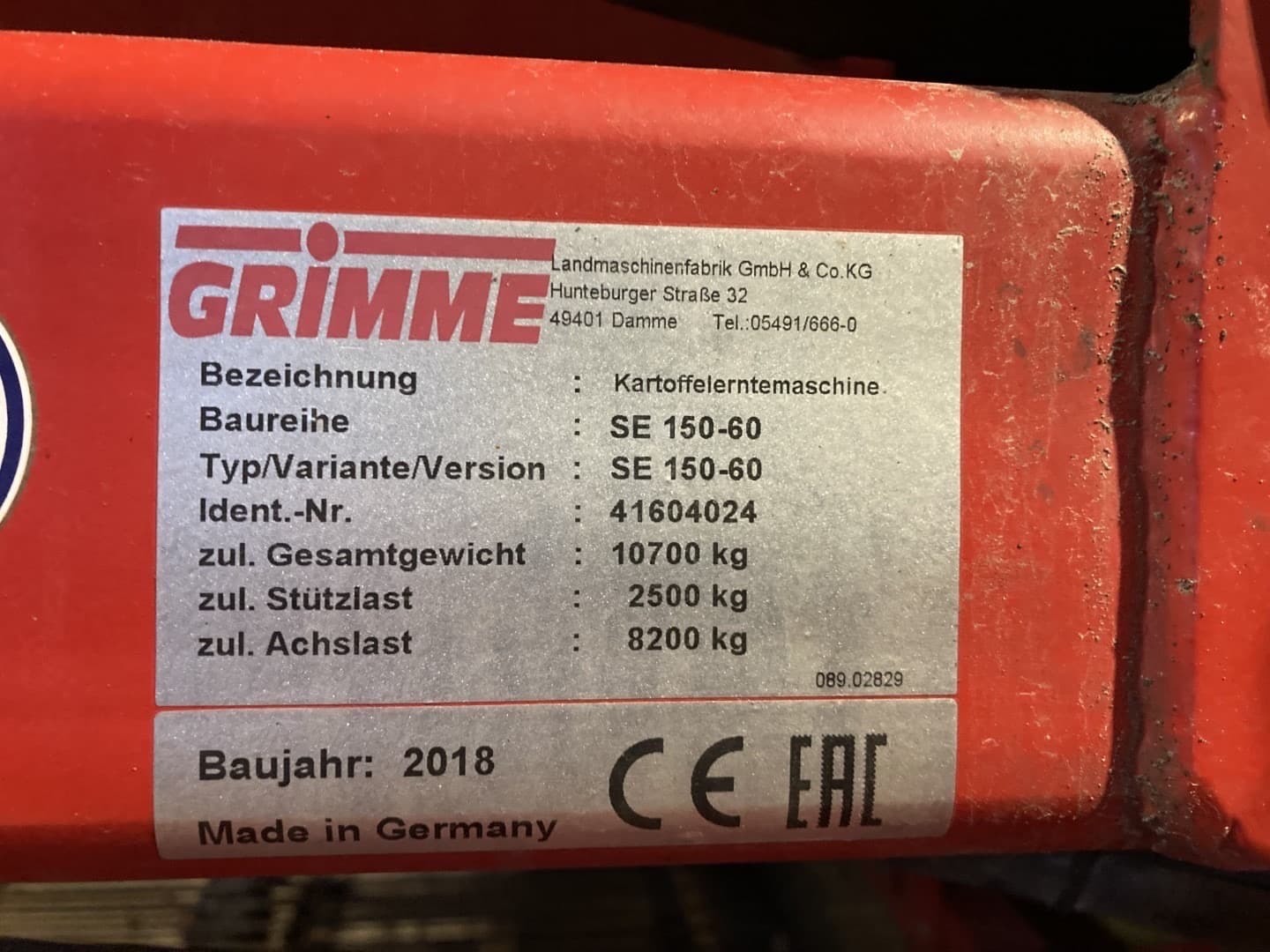 GRIMME SE 150-60 - machinePlate - Ref. 90b0