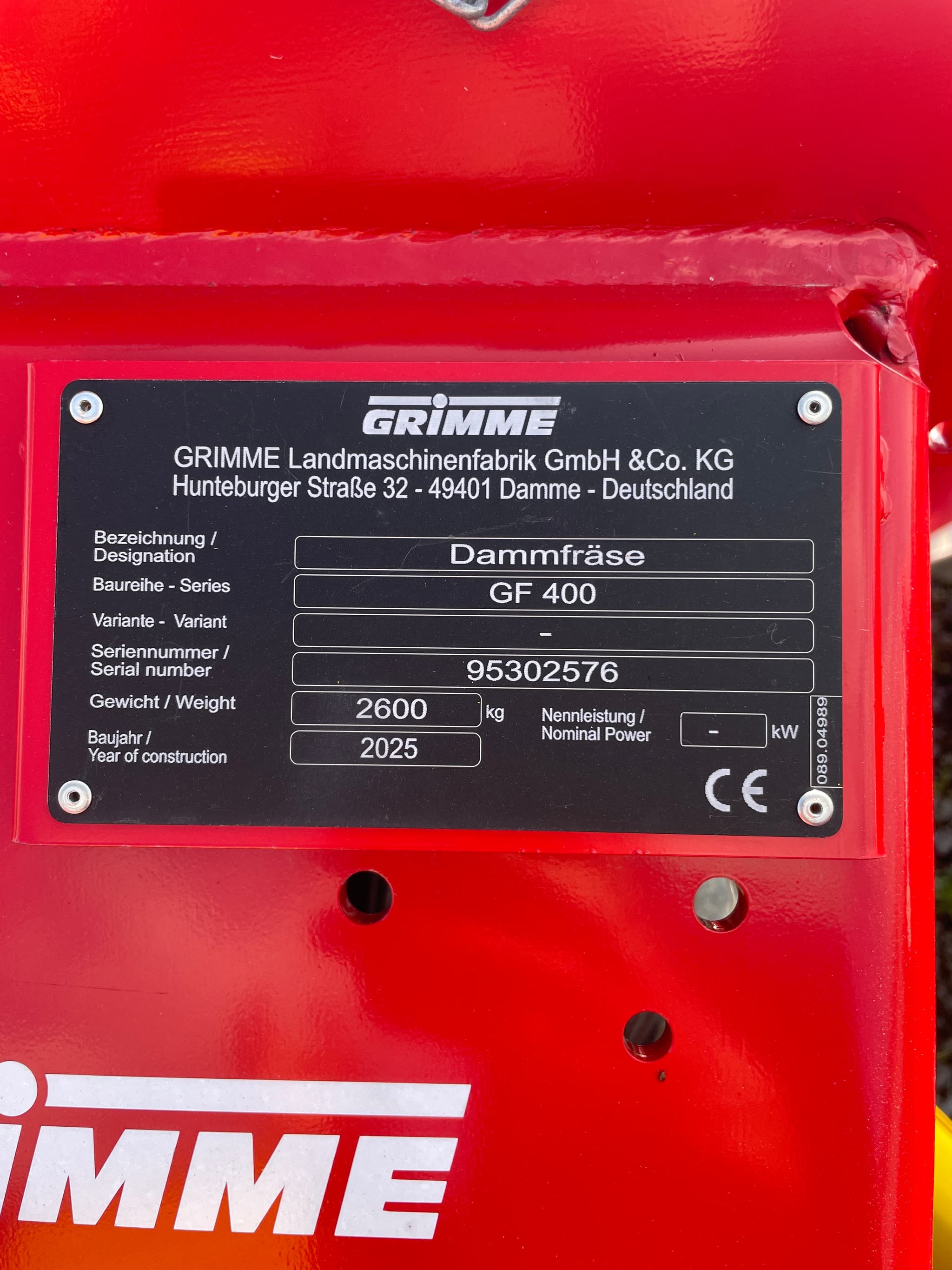 GRIMME GF 400 - machinePlate - Ref. 3463