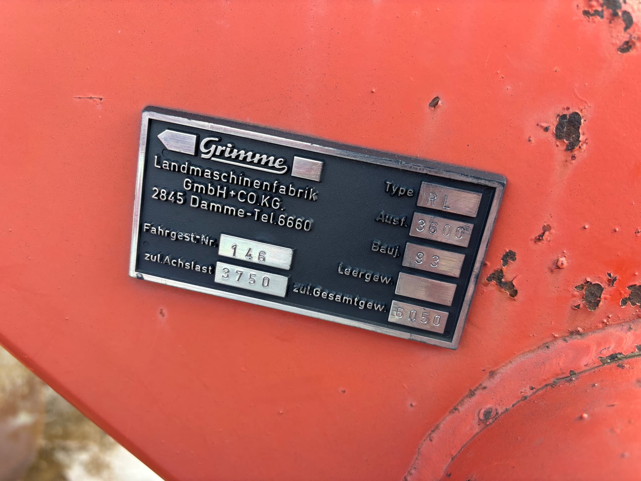 GRIMME RL 3600 - machinePlate - Ref. 2420