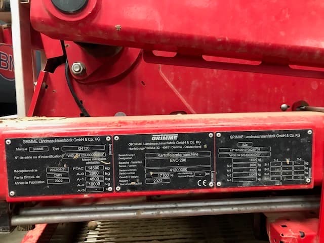 GRIMME EVO 290 - machinePlate - Ref. 677d