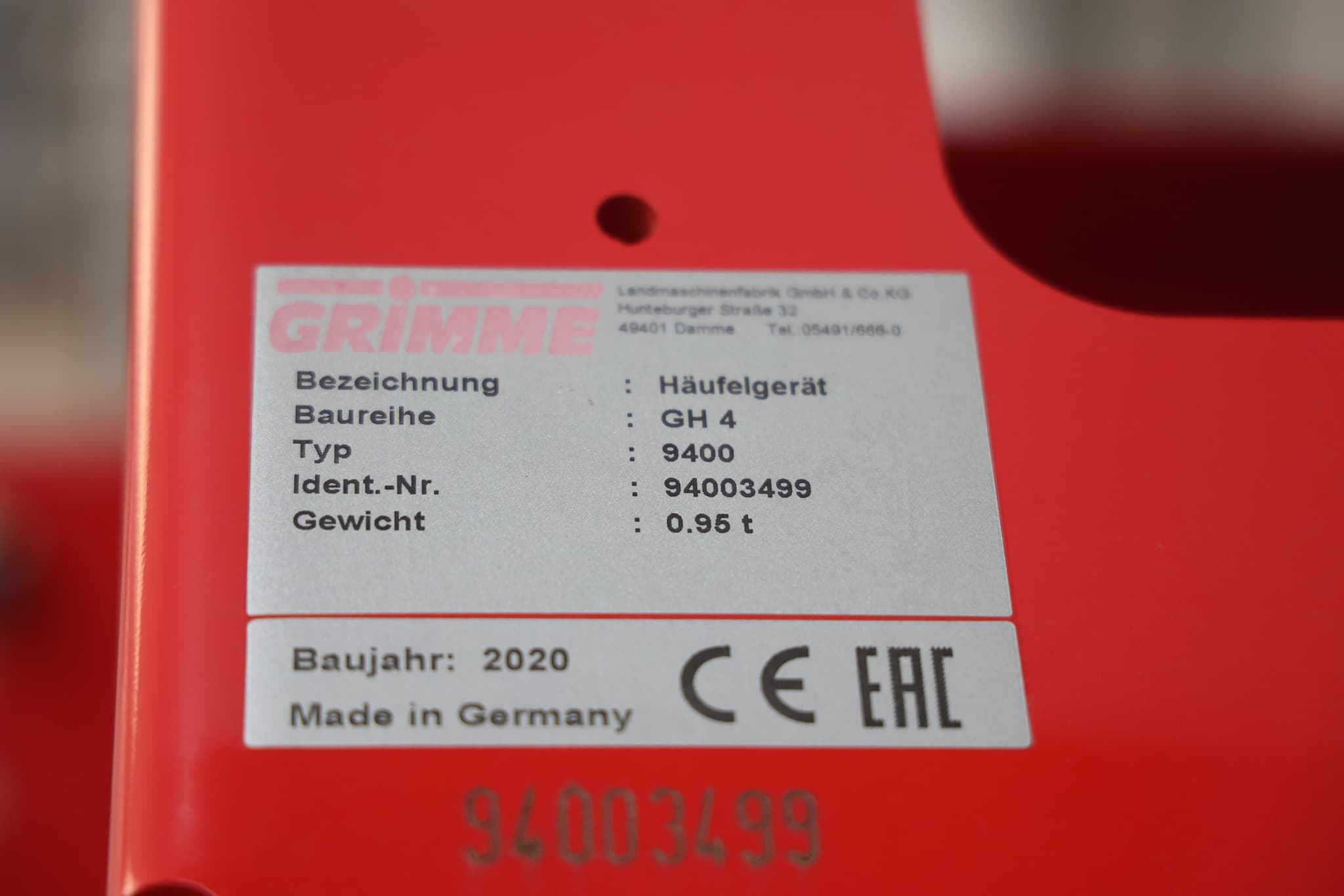 GRIMME GH - machinePlate - Ref. e322