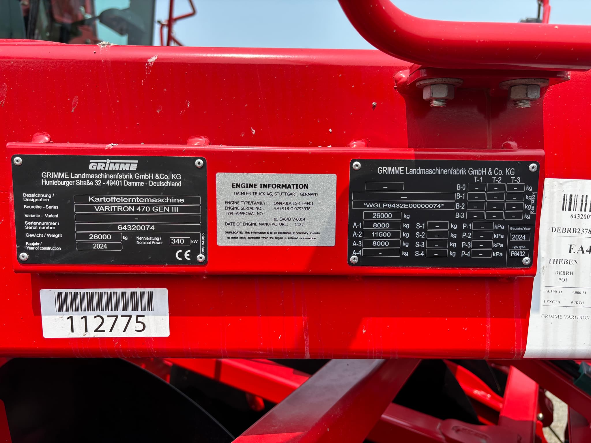 GRIMME VARITRON 470 GEN III - machinePlate - Ref. bb5e