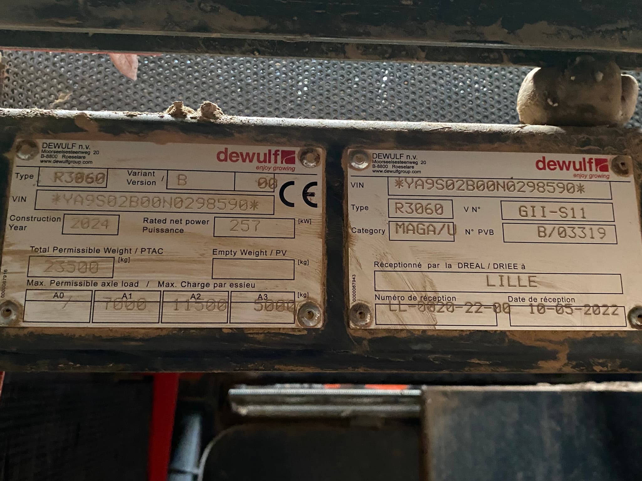 Dewulf / Miedema RA 3060 - machinePlate - Ref. 7f77