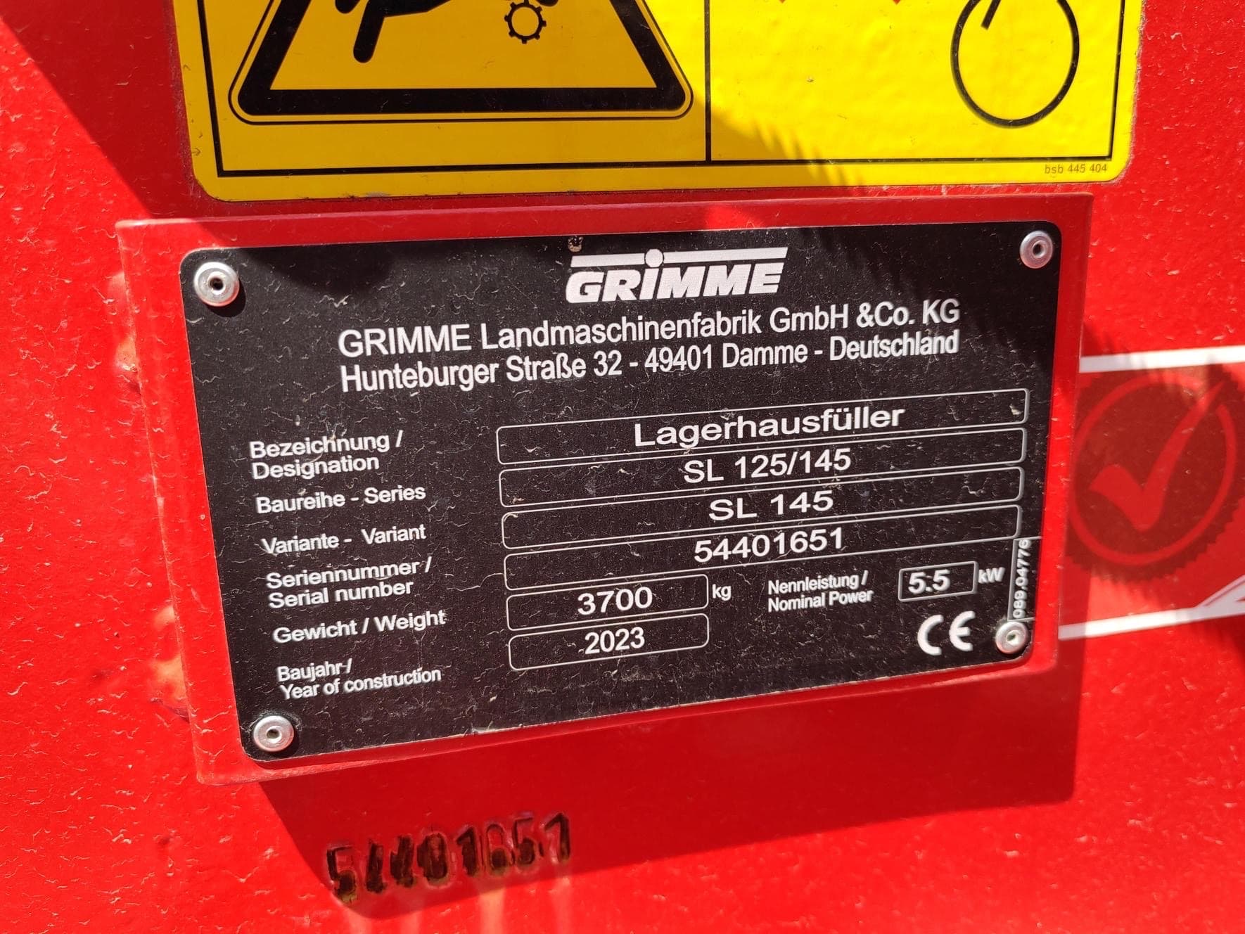 GRIMME SL 145 - machinePlate - Ref. ecbf