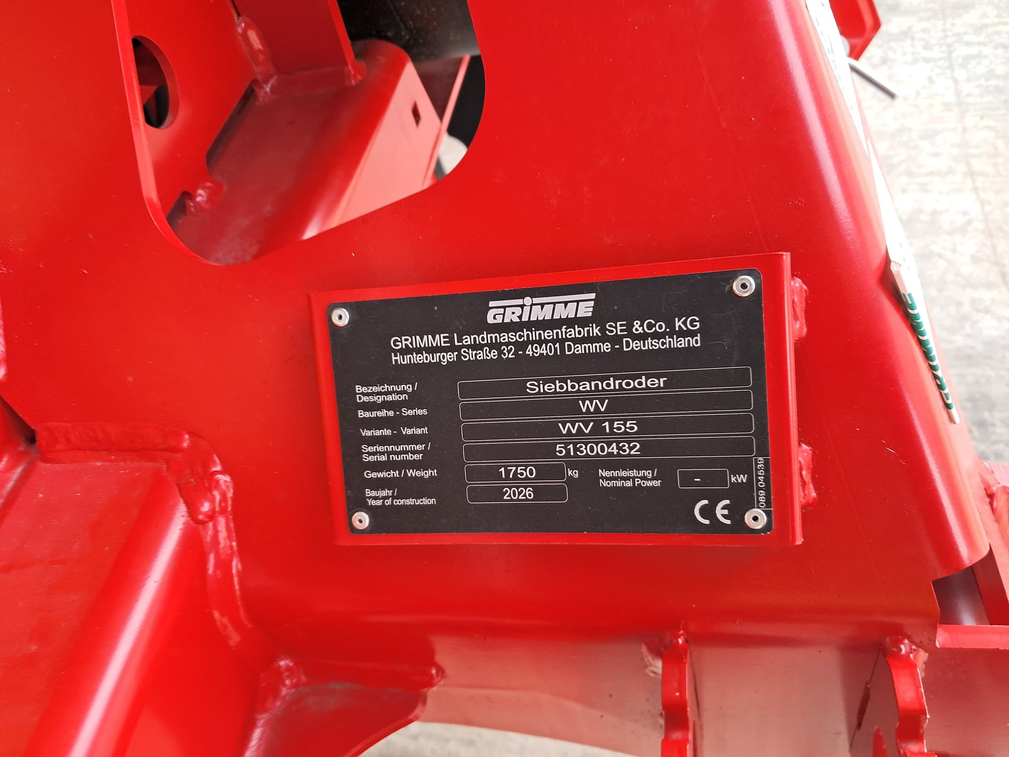 GRIMME WV - machinePlate - Ref. f2d0