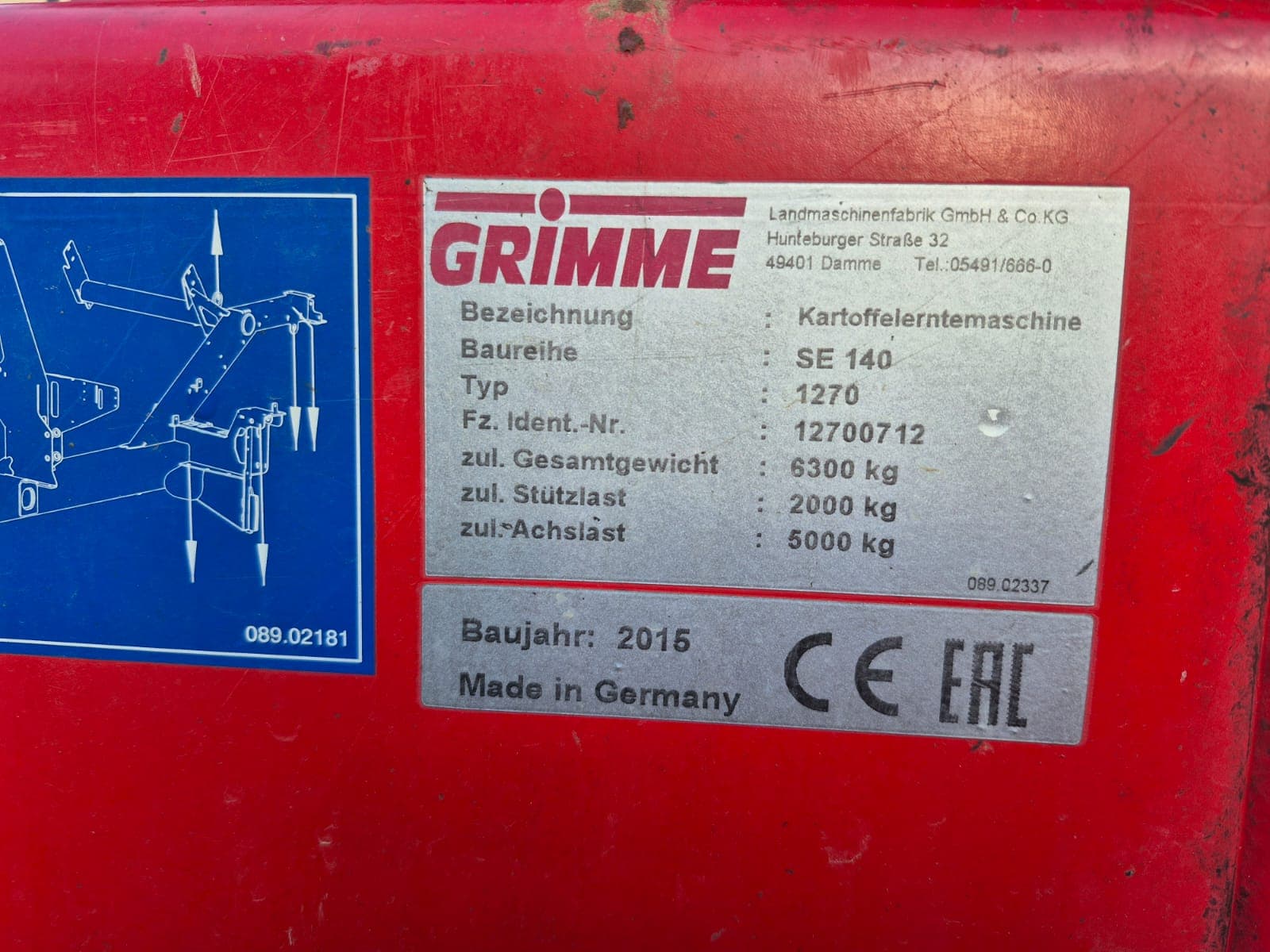 GRIMME SE 140 - machinePlate - Ref. 1d43