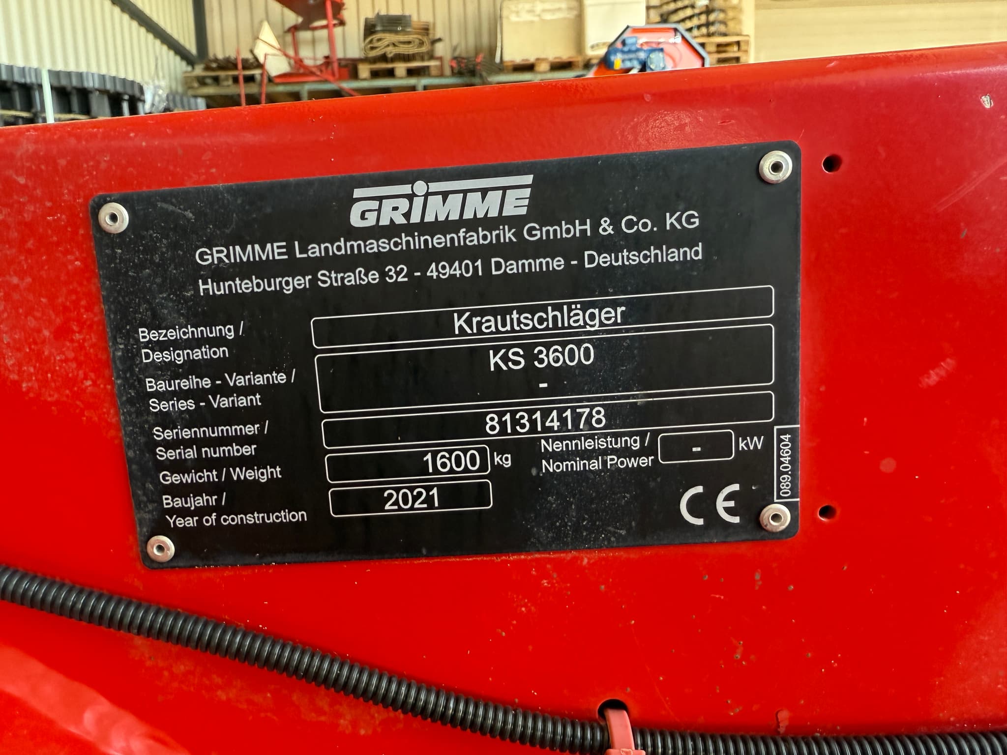 GRIMME KS 3600 - machinePlate - Ref. fb9c