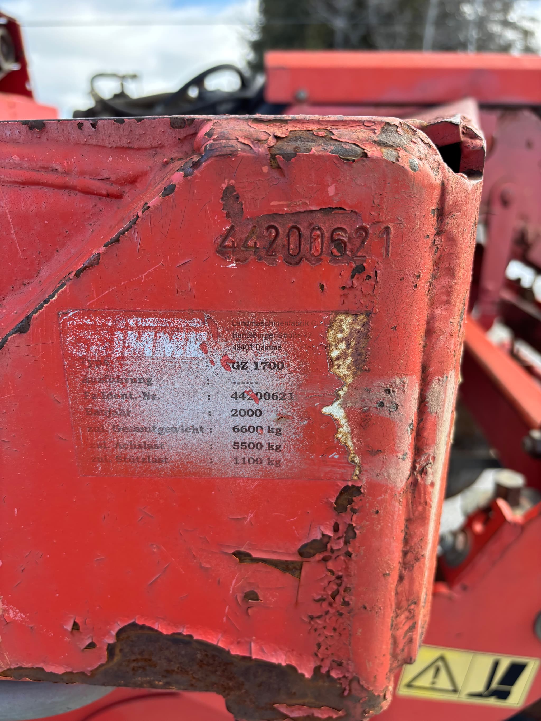 GRIMME GZ 1700 DL - machinePlate - Ref. 5bbf
