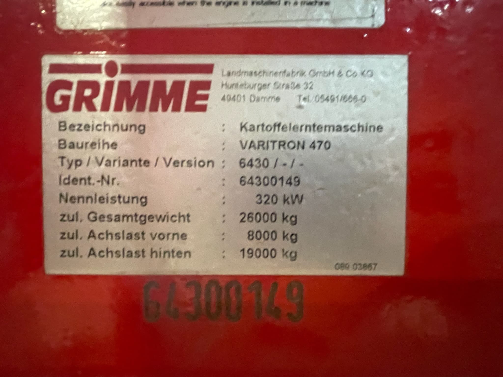 GRIMME VARITRON 470 MS - detail - Ref. 387e