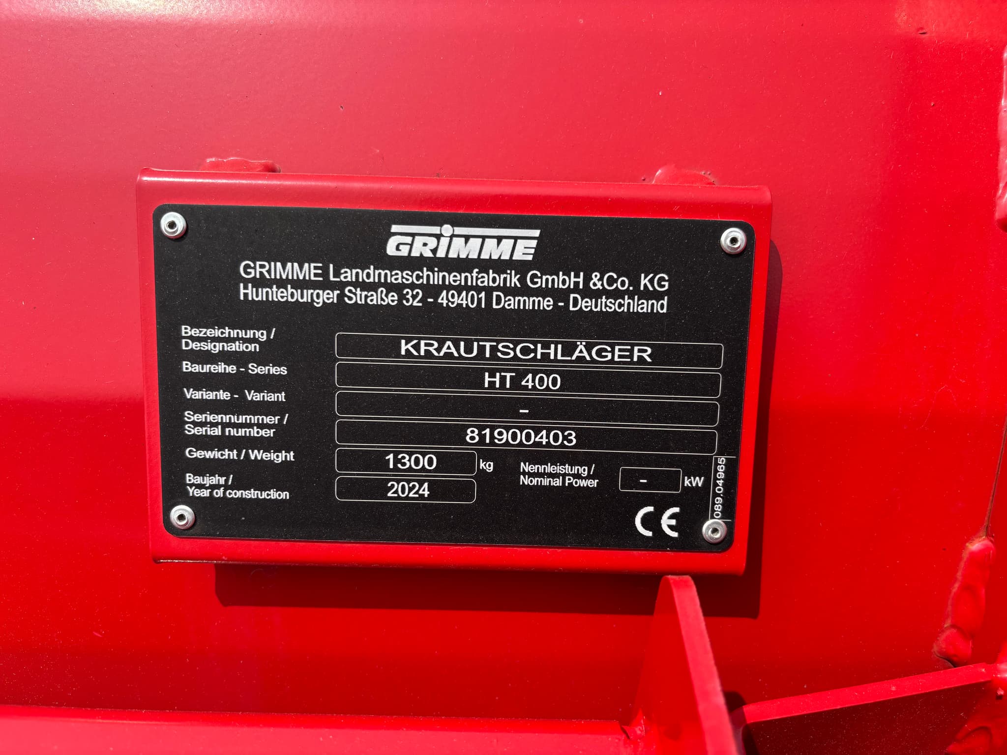 GRIMME VARITRON 470 GEN III - machinePlate - Ref. bb5e