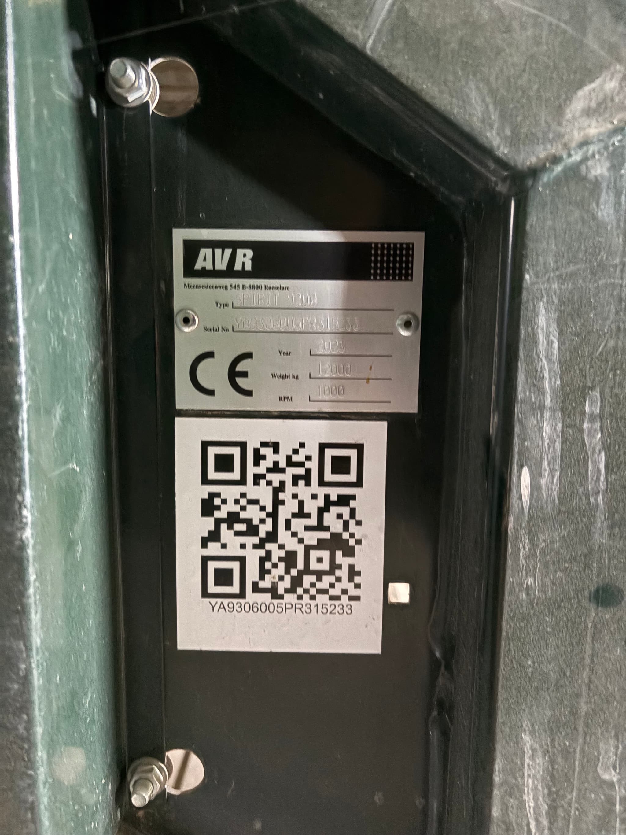 AVR SPIRIT 9200 - machinePlate - Ref. 419c