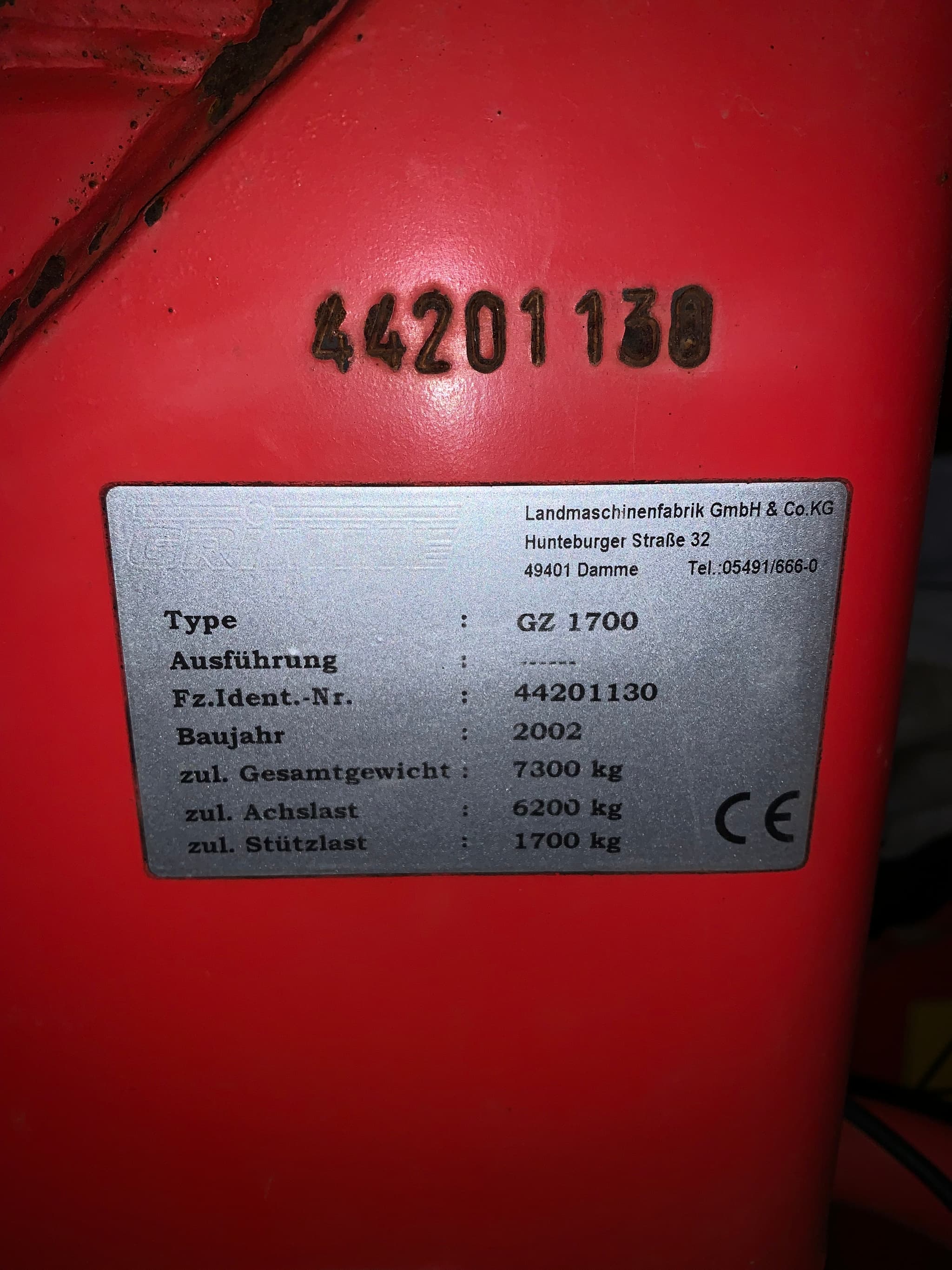 GRIMME GZ 1700 DLS - machinePlate - Ref. 59df