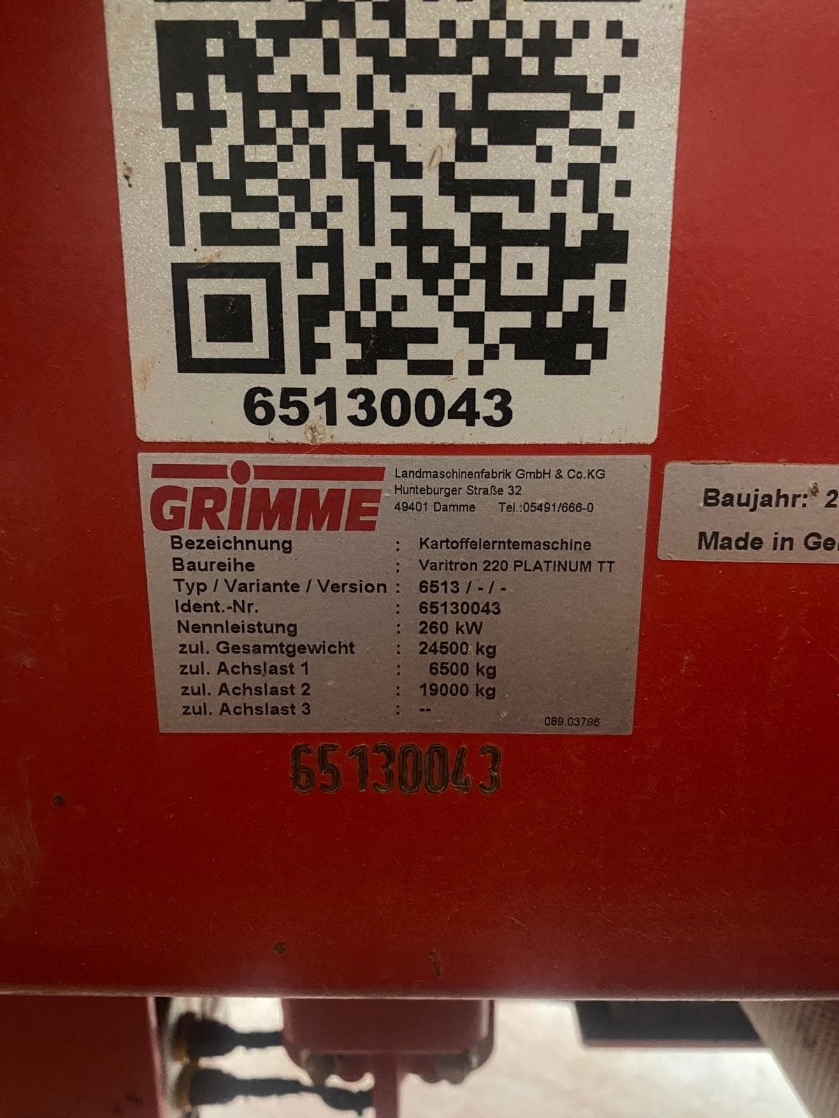 GRIMME VARITRON 220 PLATINUM TT - detail - Ref. ca3d