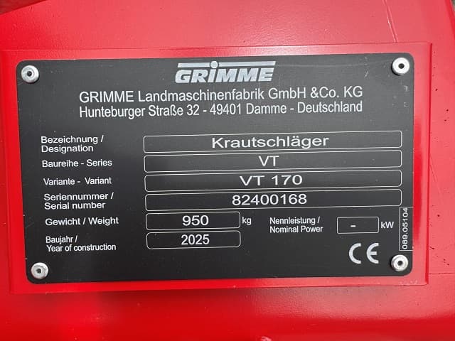 GRIMME VT 170 - machinePlate - Ref. c331