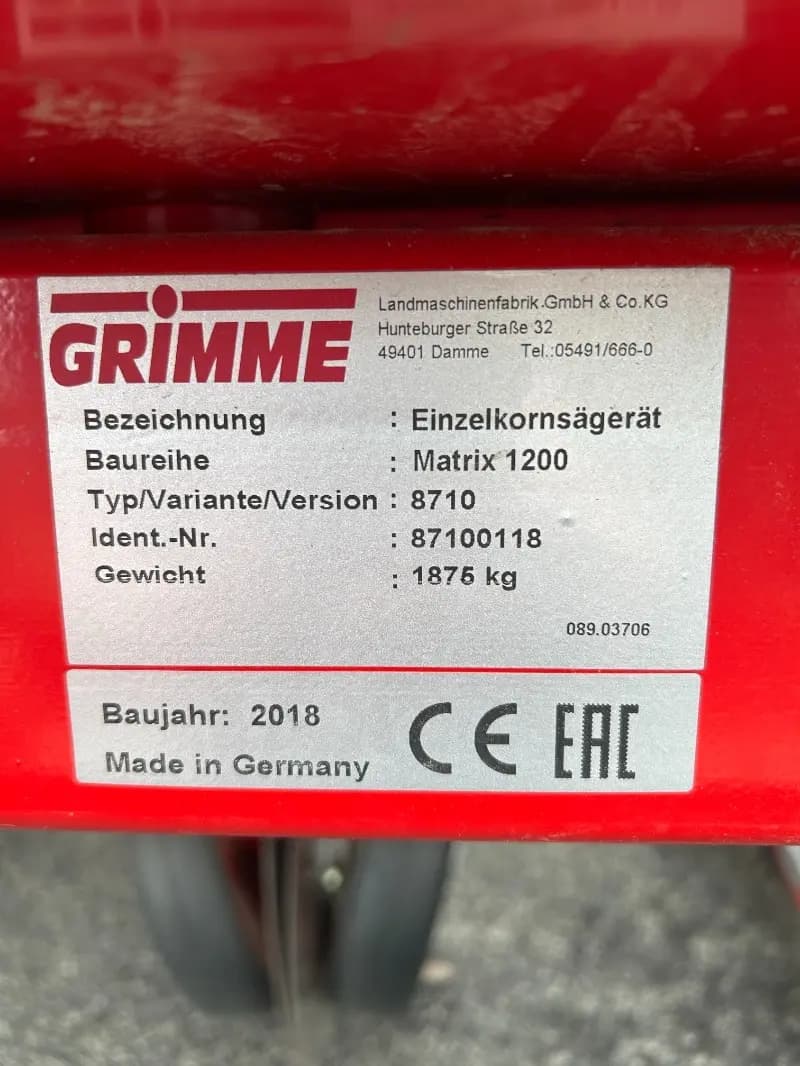 GRIMME MATRIX 1200 - machinePlate - Ref. 561b