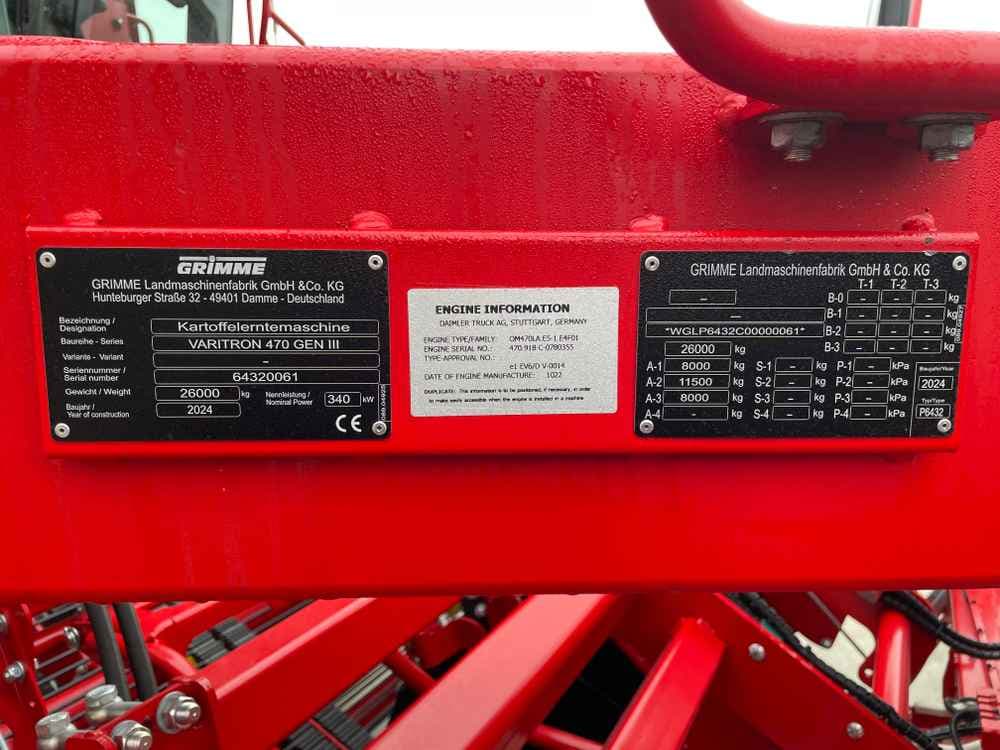 GRIMME VARITRON 470 GEN III RS vario - machinePlate - Ref. da0c